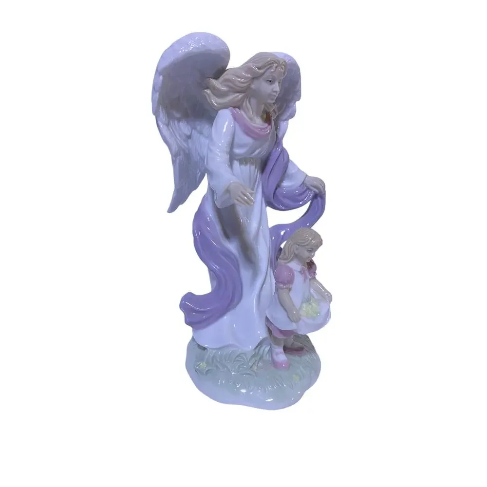Guardian Angel With Girl Figurine Valencia Collection In Style of Lladro
